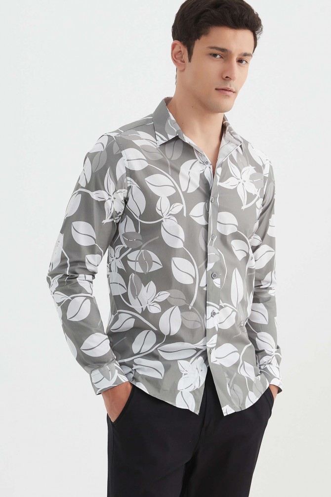 "PREMIUM" stretch shirt BRICKS prints ajusted fit