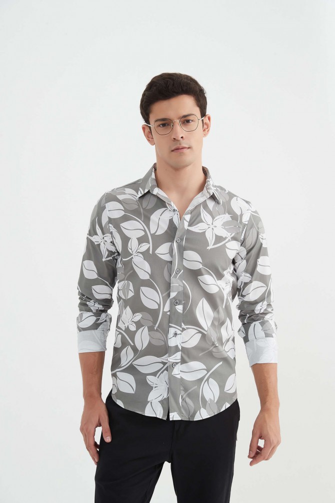 "PREMIUM" stretch shirt BRICKS prints ajusted fit