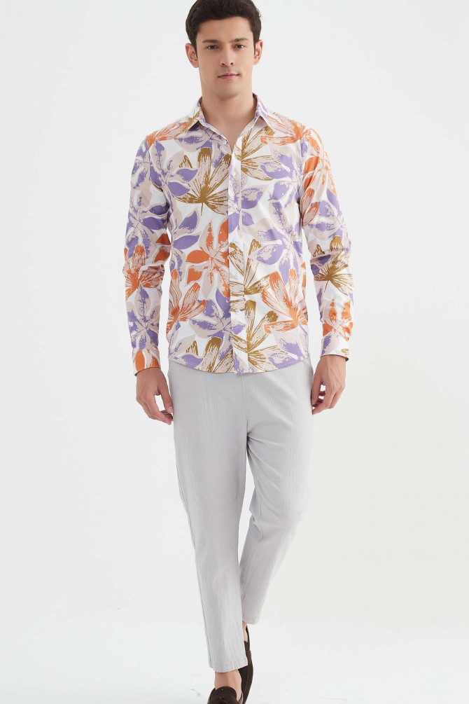 "PREMIUM" stretch shirt BRICKS prints ajusted fit
