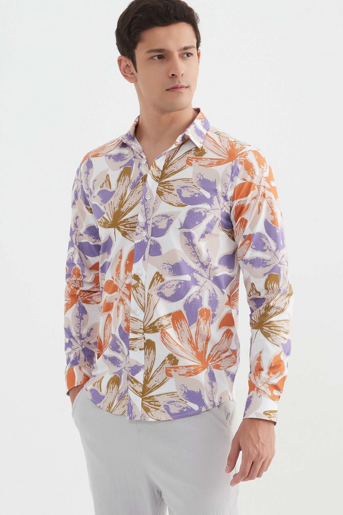 "PREMIUM" stretch shirt BRICKS prints ajusted fit