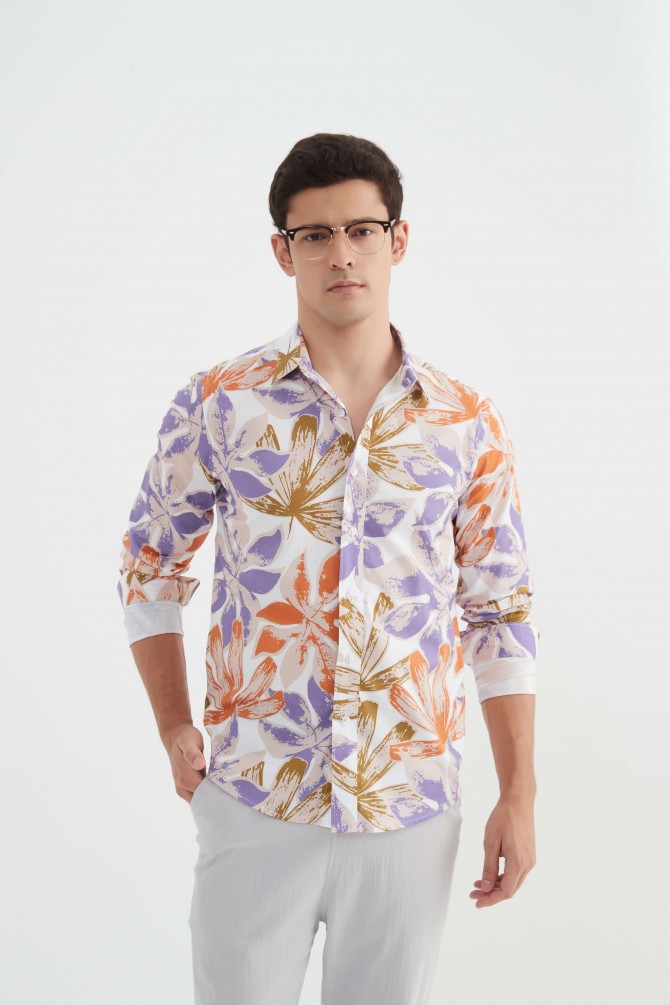 "PREMIUM" stretch shirt BRICKS prints ajusted fit