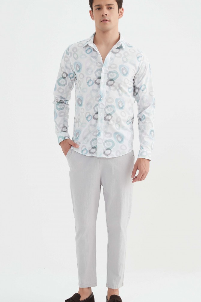 "PREMIUM" stretch shirt BRICKS prints ajusted fit