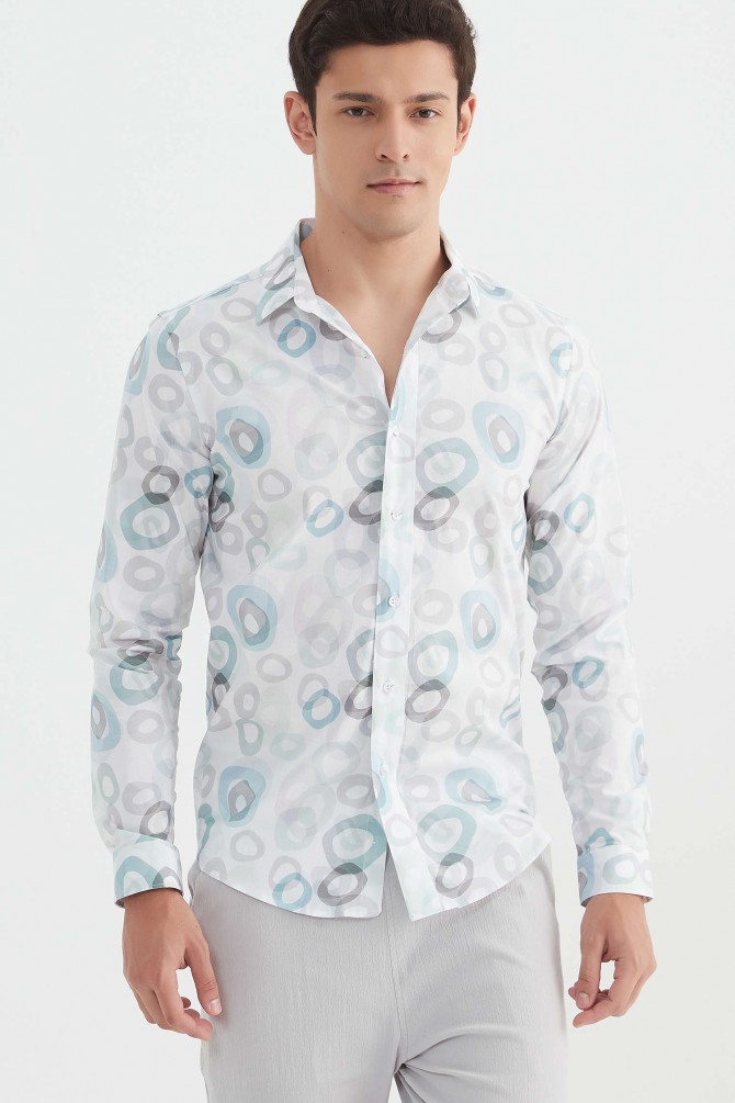 "PREMIUM" stretch shirt BRICKS prints ajusted fit