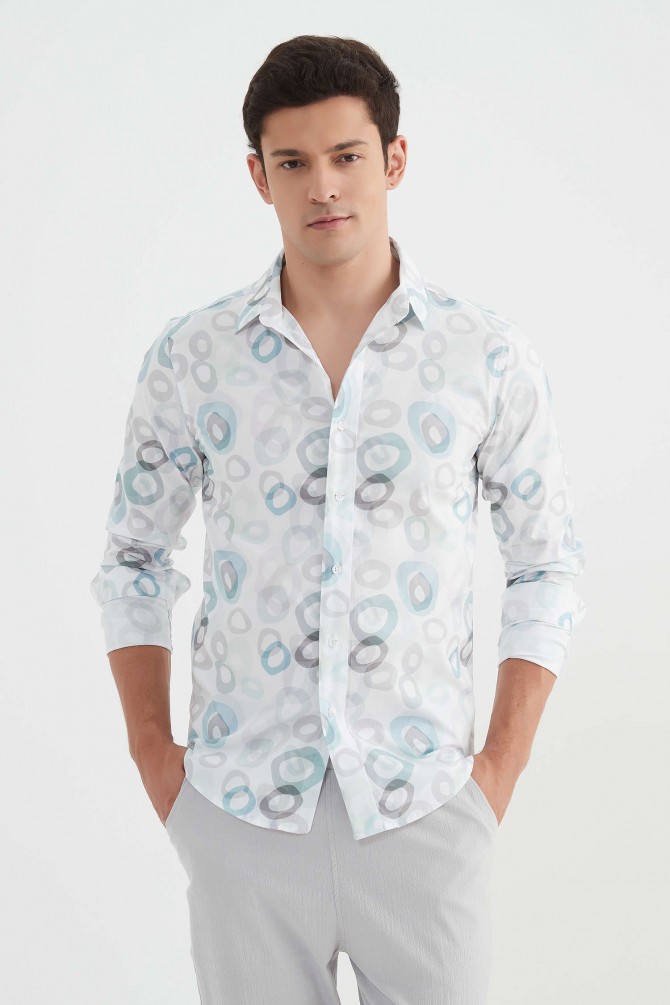 "PREMIUM" stretch shirt BRICKS prints ajusted fit