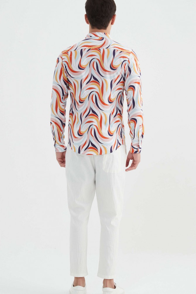 "PREMIUM" stretch shirt BRICKS prints ajusted fit
