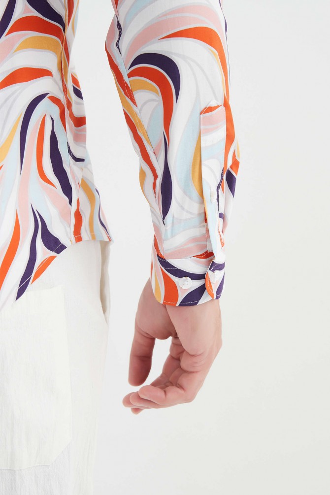 "PREMIUM" stretch shirt BRICKS prints ajusted fit