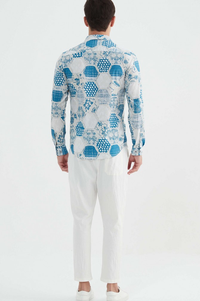 "PREMIUM" stretch shirt BRICKS prints ajusted fit