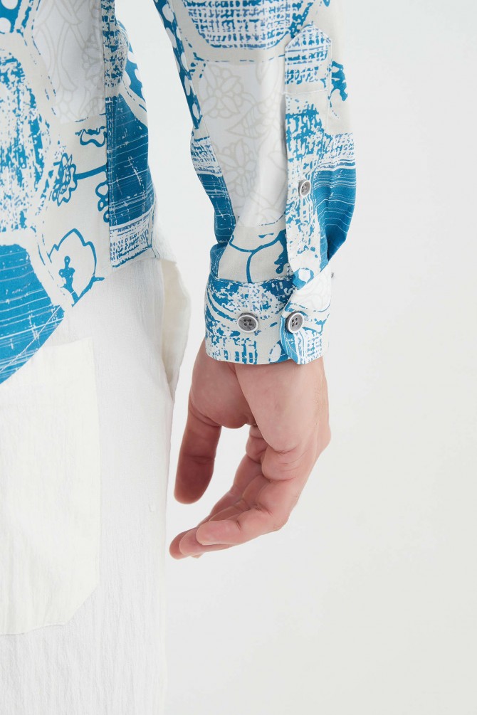 "PREMIUM" stretch shirt BRICKS prints ajusted fit