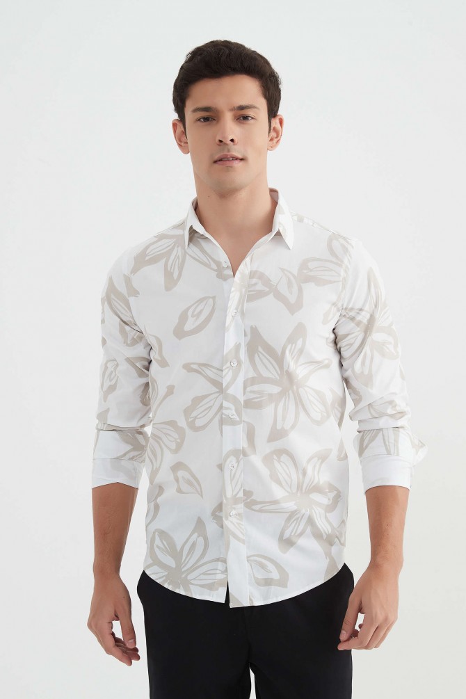 "PREMIUM" stretch shirt BRICKS prints ajusted fit