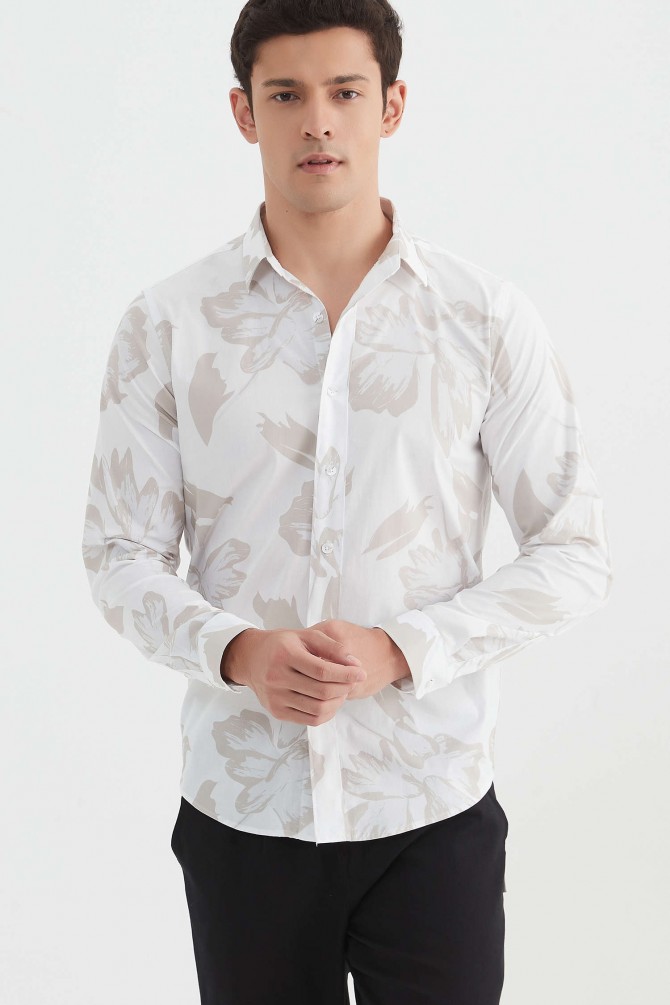 "PREMIUM" stretch shirt BRICKS prints ajusted fit