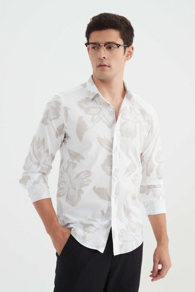 "PREMIUM" stretch shirt BRICKS prints ajusted fit