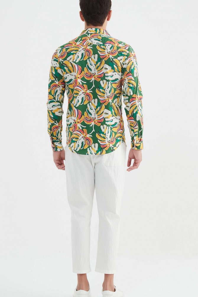 "PREMIUM" stretch shirt BRICKS prints ajusted fit