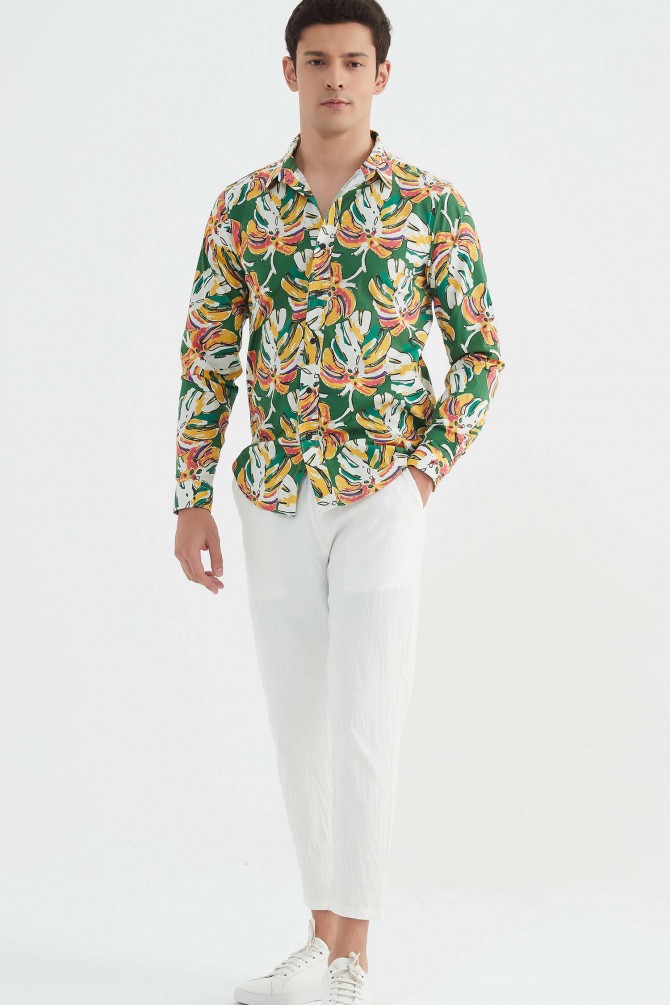 "PREMIUM" stretch shirt BRICKS prints ajusted fit