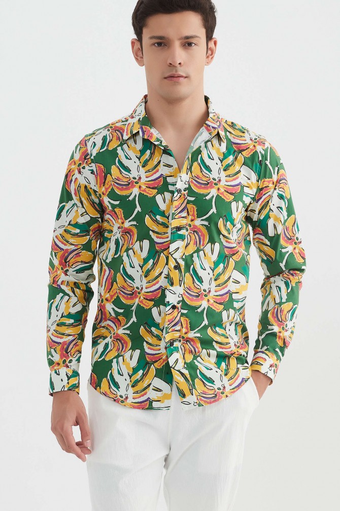 "PREMIUM" stretch shirt BRICKS prints ajusted fit