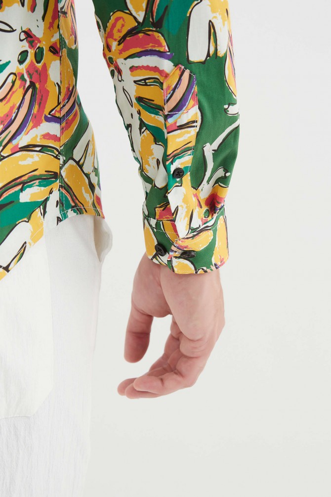 "PREMIUM" stretch shirt BRICKS prints ajusted fit