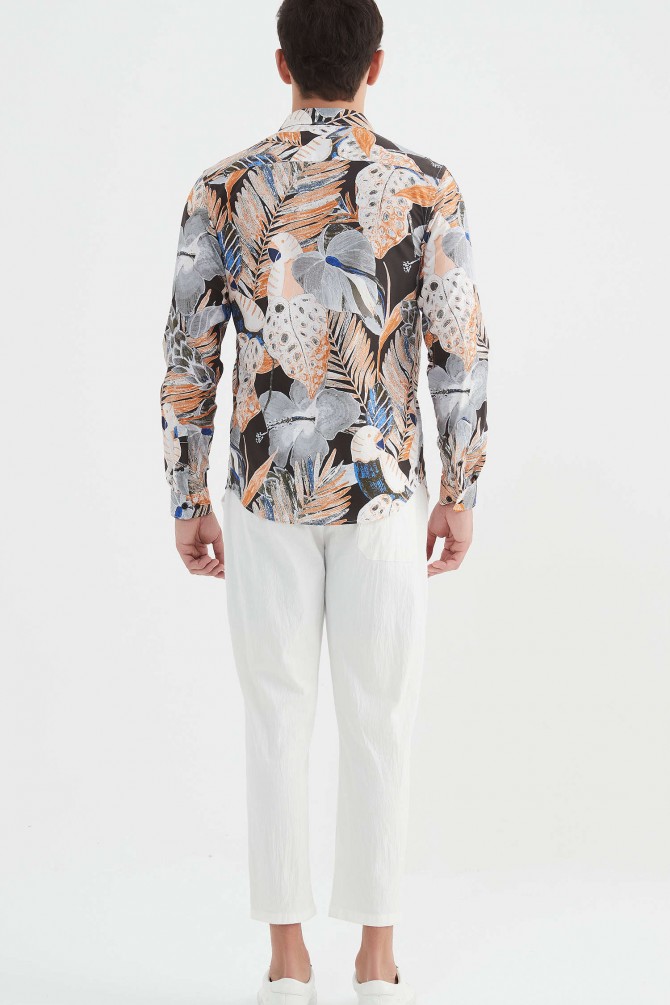 "PREMIUM" stretch shirt BRICKS prints ajusted fit