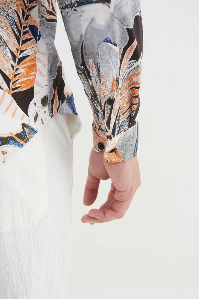 "PREMIUM" stretch shirt BRICKS prints ajusted fit
