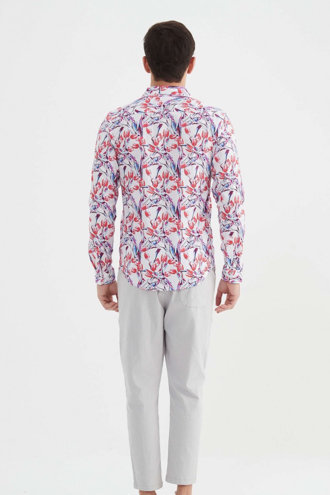 "PREMIUM" stretch shirt BRICKS prints ajusted fit