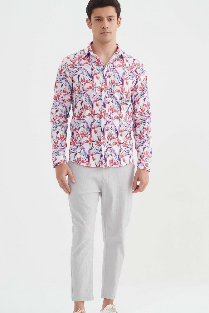 "PREMIUM" stretch shirt BRICKS prints ajusted fit
