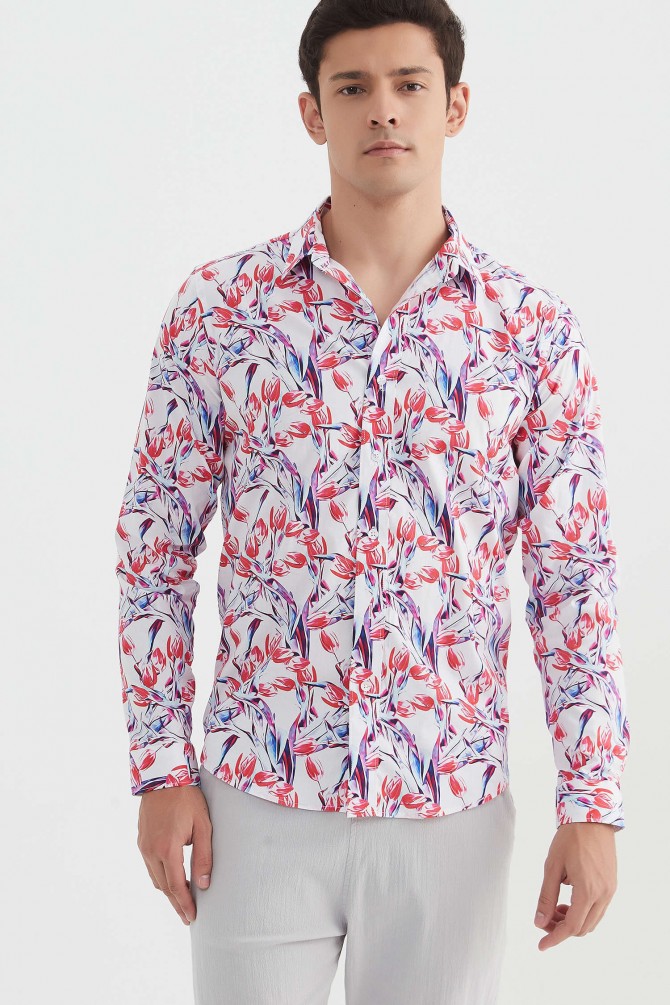 "PREMIUM" stretch shirt BRICKS prints ajusted fit