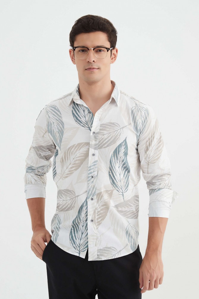 "PREMIUM" stretch shirt BRICKS prints ajusted fit