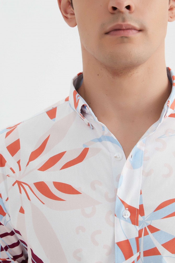 "PREMIUM" stretch shirt BRICKS prints ajusted fit