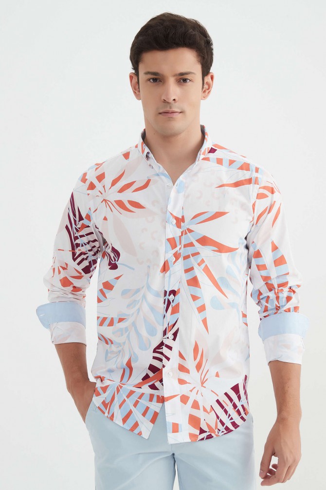 "PREMIUM" stretch shirt BRICKS prints ajusted fit