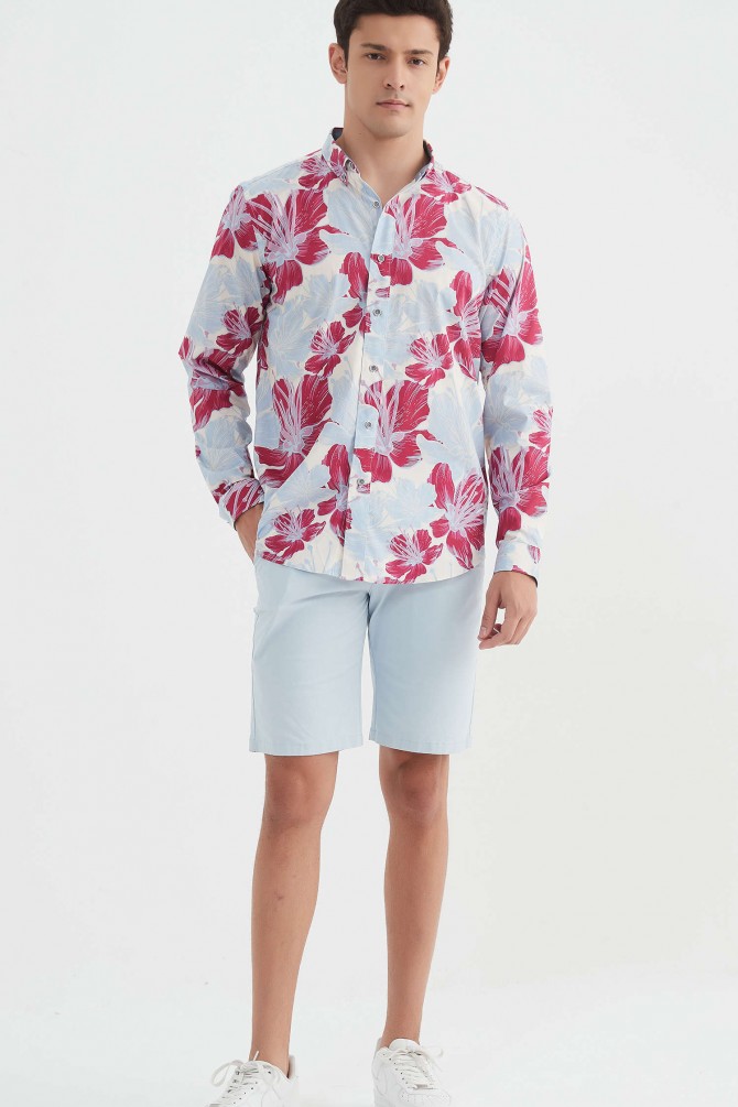 "PREMIUM" stretch shirt BRICKS prints ajusted fit