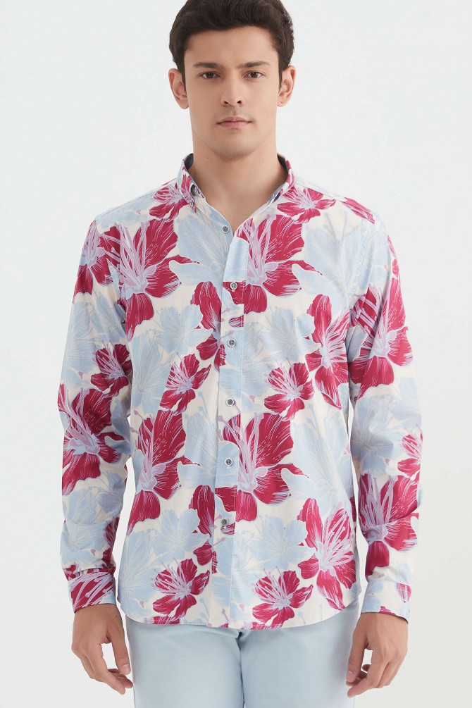 "PREMIUM" stretch shirt BRICKS prints ajusted fit