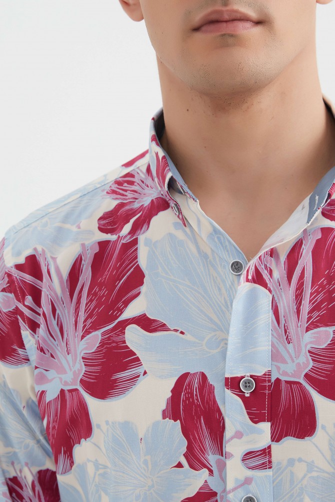 "PREMIUM" stretch shirt BRICKS prints ajusted fit