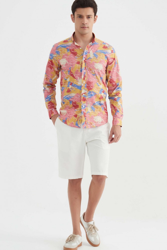 "PREMIUM" stretch shirt BRICKS prints ajusted fit