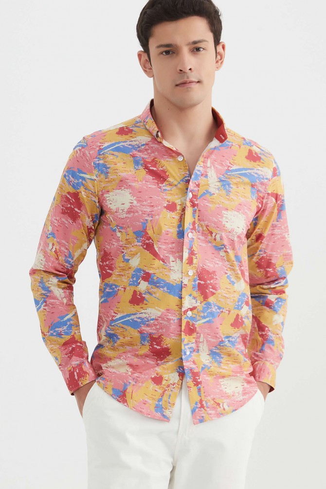 "PREMIUM" stretch shirt BRICKS prints ajusted fit