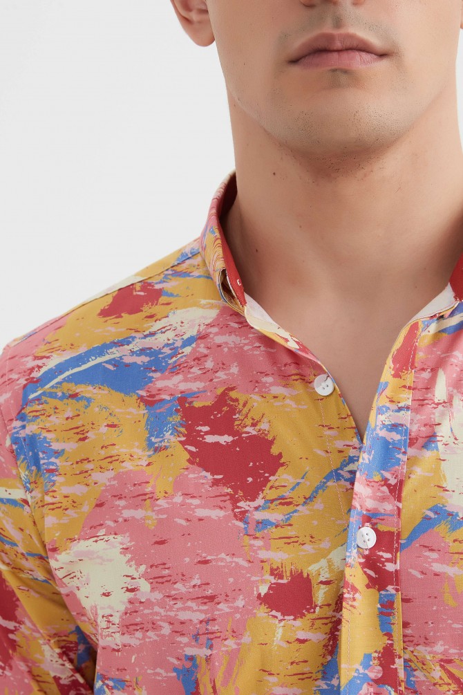 "PREMIUM" stretch shirt BRICKS prints ajusted fit