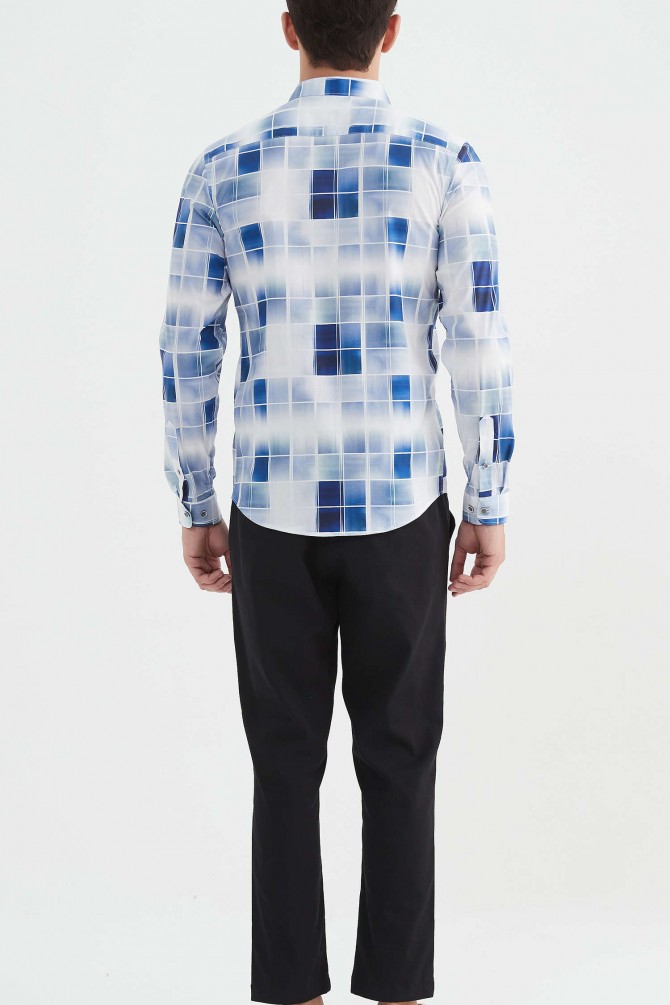 "PREMIUM" stretch shirt BRICKS prints ajusted fit