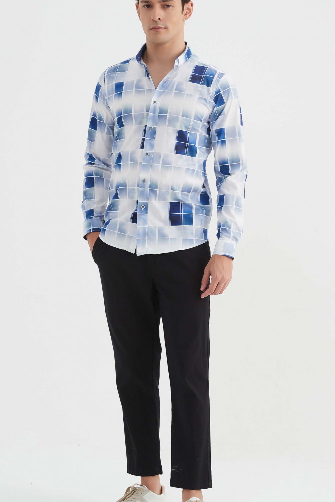 "PREMIUM" stretch shirt BRICKS prints ajusted fit