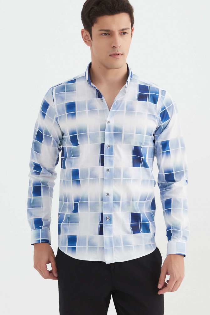 "PREMIUM" stretch shirt BRICKS prints ajusted fit