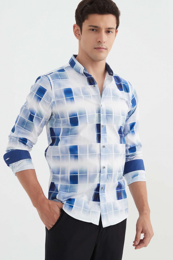 "PREMIUM" stretch shirt BRICKS prints ajusted fit