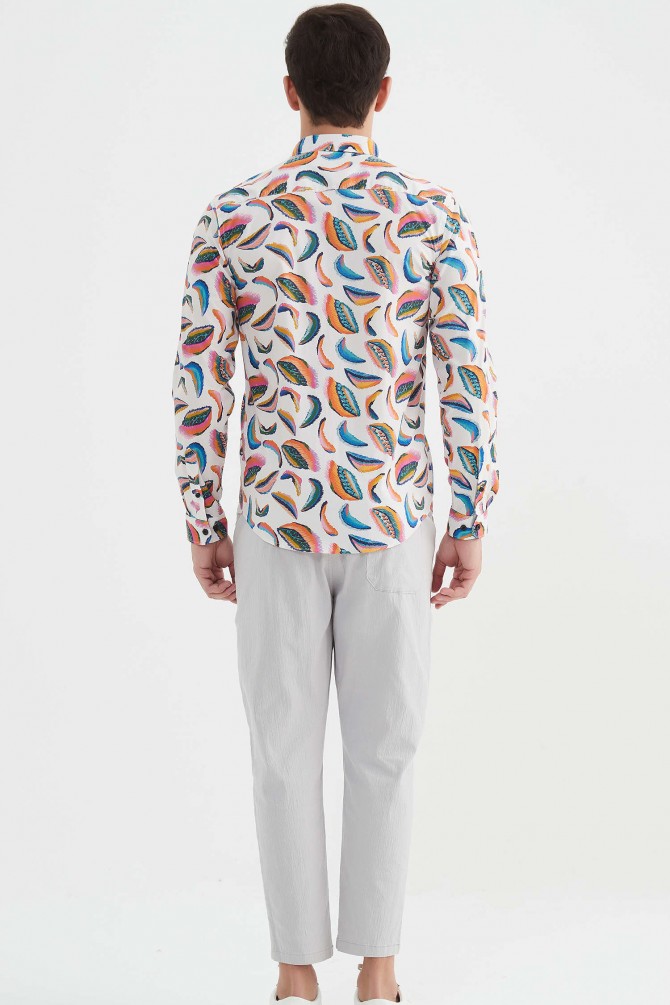 "PREMIUM" stretch shirt BRICKS prints ajusted fit
