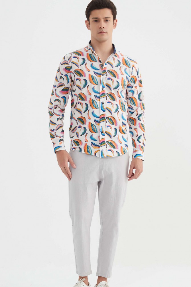"PREMIUM" stretch shirt BRICKS prints ajusted fit