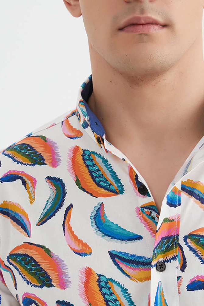 "PREMIUM" stretch shirt BRICKS prints ajusted fit