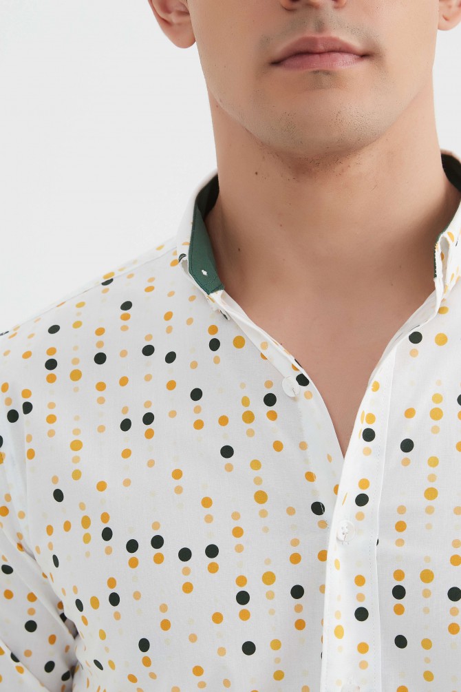 "PREMIUM" stretch shirt BRICKS prints ajusted fit