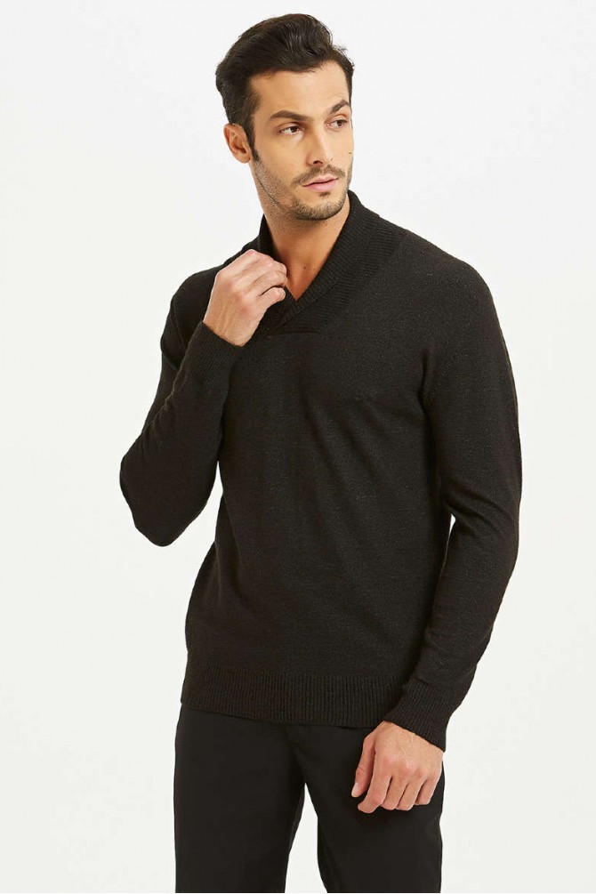 Pull col châle en cashmere touch ultra doux