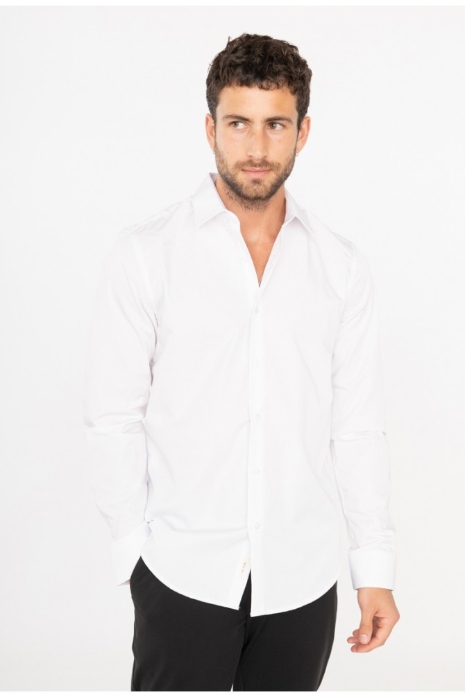 White slim fit cotton shirt