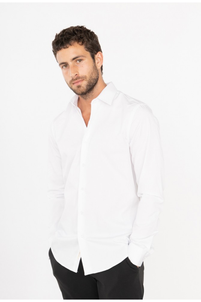 White slim fit cotton shirt