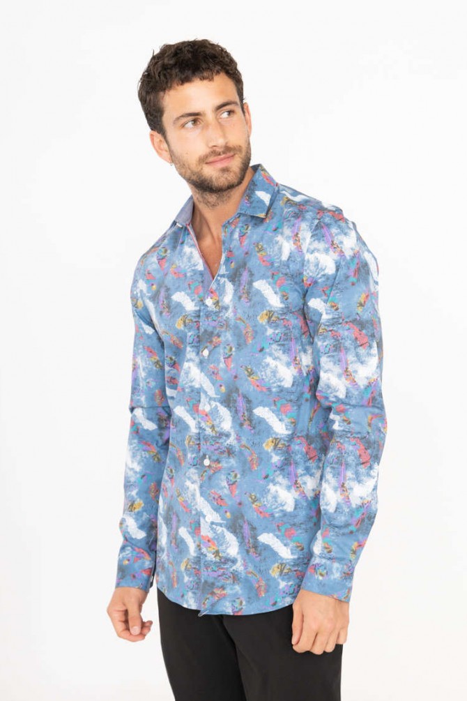 Chemise slim STRETCH à motifs PAINTING en digital print