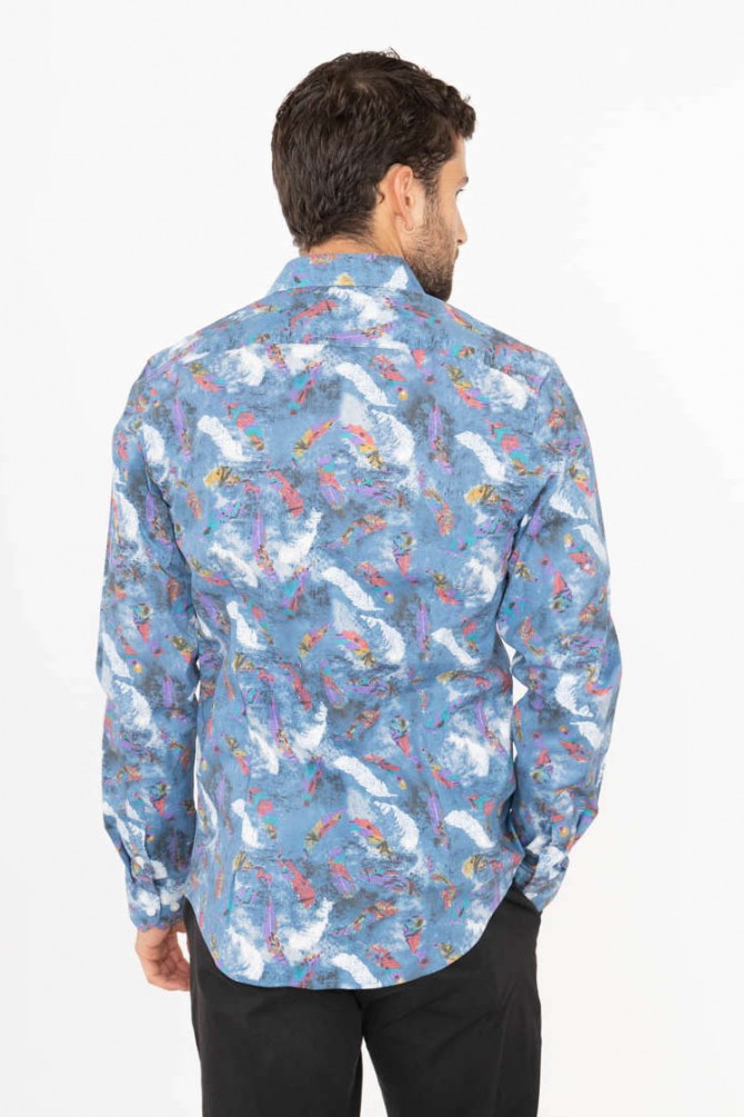 Chemise slim STRETCH à motifs PAINTING en digital print