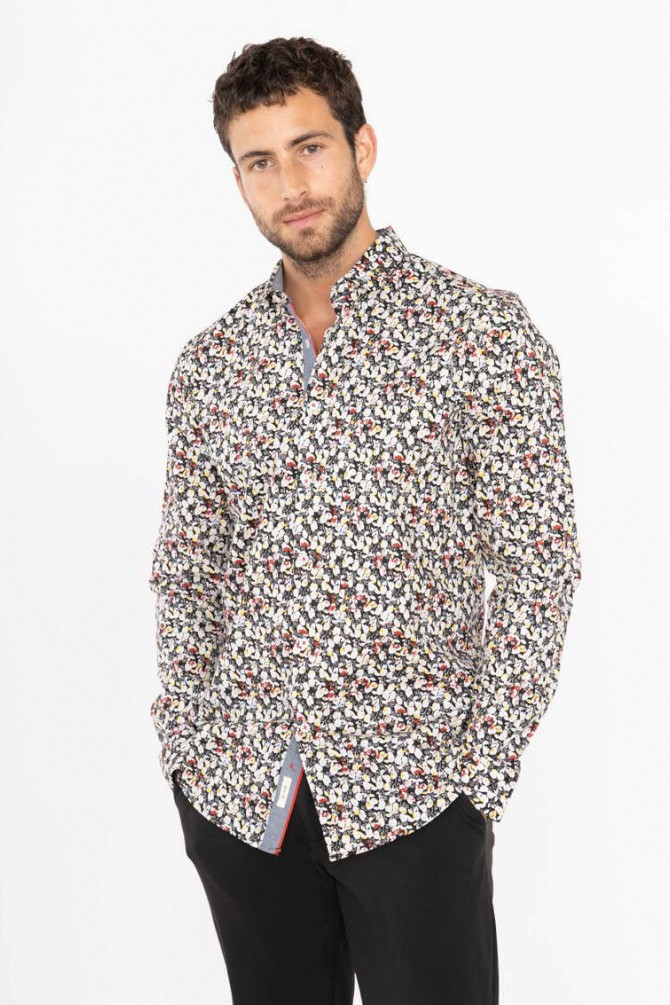 Chemise slim STRETCH à motifs PICTORAL en digital print