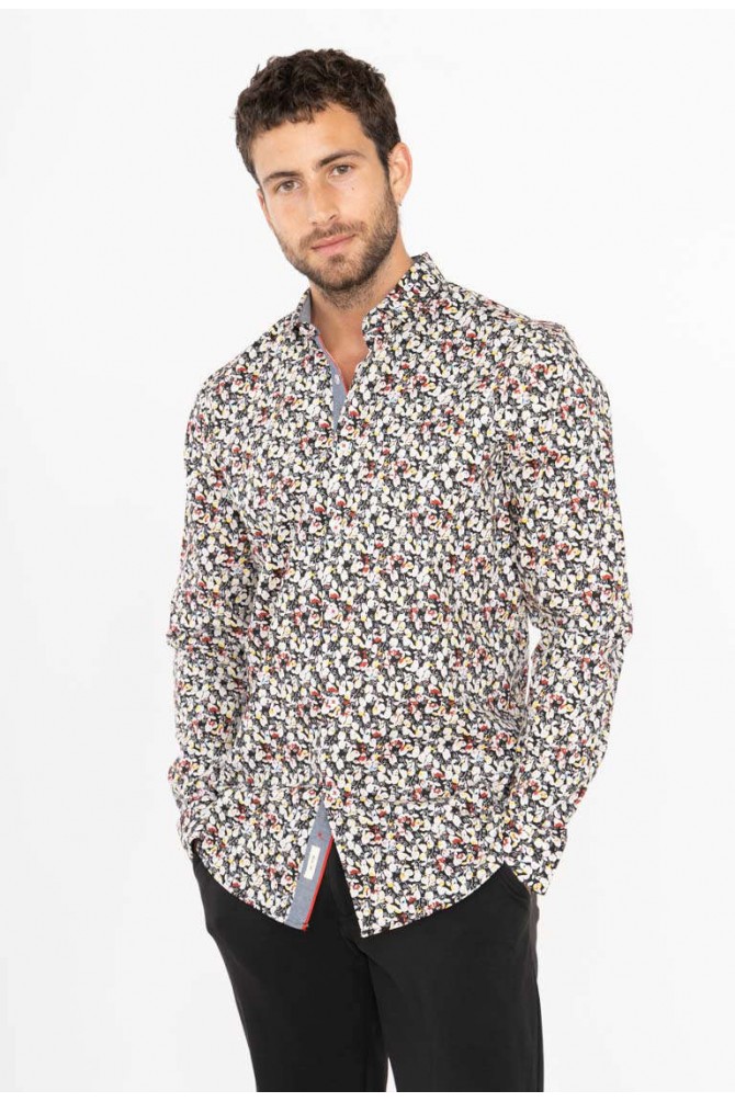 Chemise slim STRETCH à motifs PICTORAL en digital print