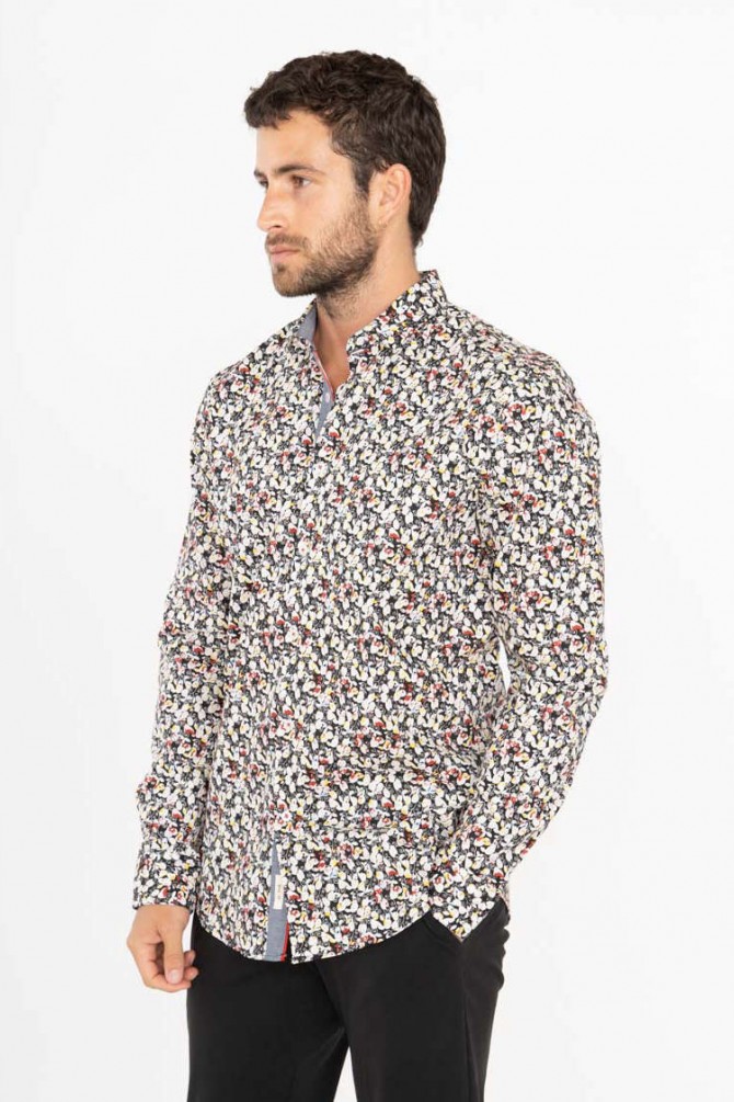 Chemise slim STRETCH à motifs PICTORAL en digital print