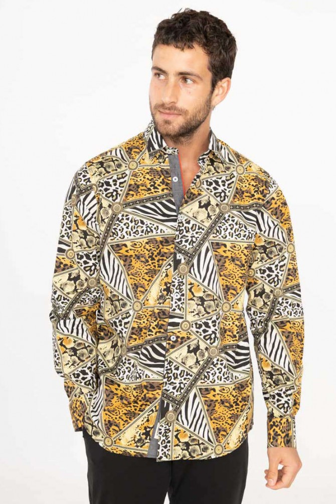 Chemise stretch confort fit à motifs PANTHER